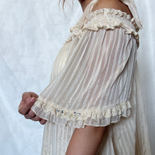 Load image into Gallery viewer, Axes Femme Cream Shimmer Stripes Princess Mesh Off Shoulder Top
