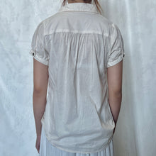 Load image into Gallery viewer, White Cotton Front Two Pocket Button Down Blouse Top
