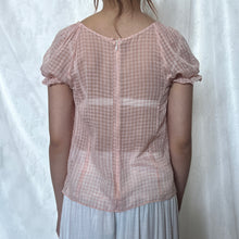 Load image into Gallery viewer, Pink Gingham Mesh Alice Ruffles Puff Sleeve Top
