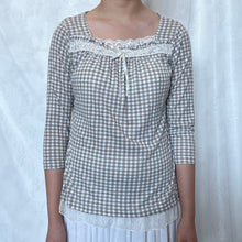 Load image into Gallery viewer, Brown Grey Grid Cotton Mori Kei Long Sleeves Top
