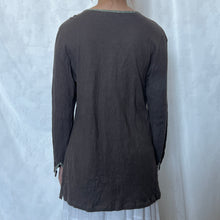 Load image into Gallery viewer, Dark Grey Textured Green Floral Line Long Sleeves Top
