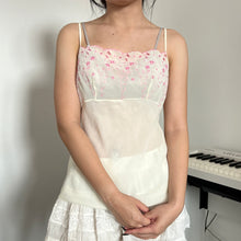 Load image into Gallery viewer, Cream Pink Embroidery Floral Cami Top
