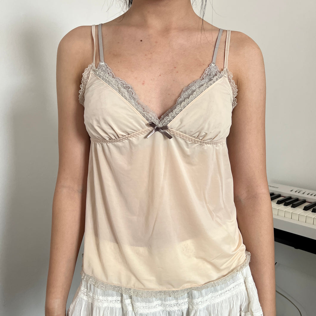 Beige Brown Coquette Cami Top