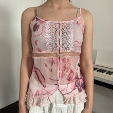 Load image into Gallery viewer, Magenta Leaves Lace Cami Top
