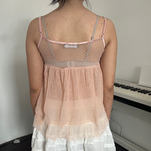 Load image into Gallery viewer, Coral Pink Polka Dot Mesh Cami Top
