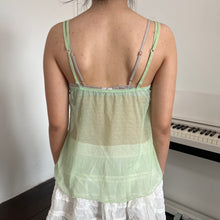 Load image into Gallery viewer, Green Mesh Ribbon Pink Floral Cami Top
