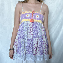 Load image into Gallery viewer, Purple Crochet With Yellow And White Details Patchwork Cami Top
