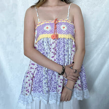 Load image into Gallery viewer, Purple Crochet With Yellow And White Details Patchwork Cami Top
