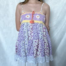 Load image into Gallery viewer, Purple Crochet With Yellow And White Details Patchwork Cami Top
