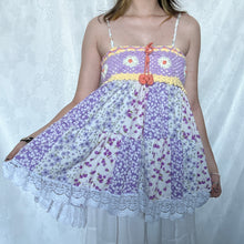 Load image into Gallery viewer, Purple Crochet With Yellow And White Details Patchwork Cami Top
