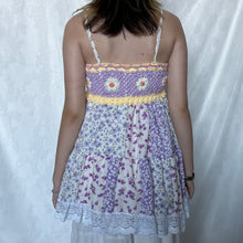 Load image into Gallery viewer, Purple Crochet With Yellow And White Details Patchwork Cami Top
