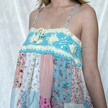 Load image into Gallery viewer, Blue Crochet With White Details Pink Patchwork Cami Top (L)
