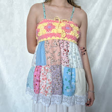 Load image into Gallery viewer, Yellow Crochet With Pink Details Patchwork Cami Top
