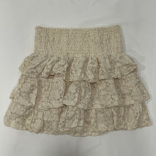 Load image into Gallery viewer, Off White Shirred Waist Lace Tiered Mini Skirt
