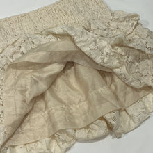 Load image into Gallery viewer, Off White Shirred Waist Lace Tiered Mini Skirt
