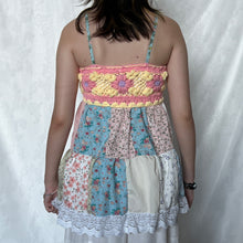 Load image into Gallery viewer, Yellow Crochet With Pink Details Patchwork Cami Top
