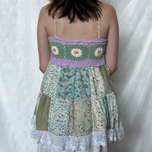 Load image into Gallery viewer, Green Crochet With Purple And White Details Patchwork Cami Top
