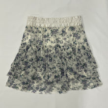 Load image into Gallery viewer, Purple White Floral Mesh Tiered Mini Skirt
