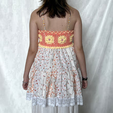 Load image into Gallery viewer, Coral Crochet With Yellow Details Patchwork Cami Top
