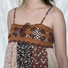 Load image into Gallery viewer, Brown Crochet With Full Caramel Details Patchwork Cami Top
