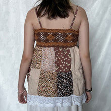 Load image into Gallery viewer, Brown Crochet With Full Caramel Details Patchwork Cami Top
