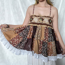 Load image into Gallery viewer, Beige Crochet With Brown And Green Details Patchwork Cami Top
