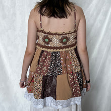 Load image into Gallery viewer, Beige Crochet With Brown And Green Details Patchwork Cami Top
