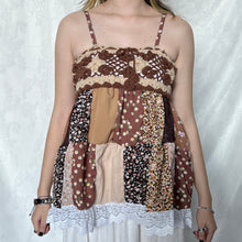 Load image into Gallery viewer, Brown Beige Crochet Patchwork Cami Top 2
