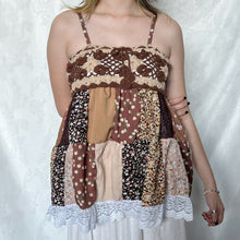 Load image into Gallery viewer, Brown Beige Crochet Patchwork Cami Top 2
