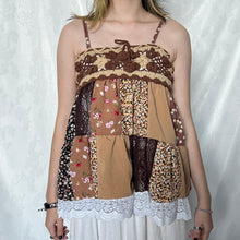 Load image into Gallery viewer, Brown Beige Crochet Patchwork Cami Top 1
