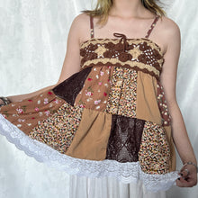 Load image into Gallery viewer, Brown Beige Crochet Patchwork Cami Top 1
