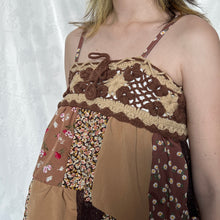 Load image into Gallery viewer, Brown Beige Crochet Patchwork Cami Top 1
