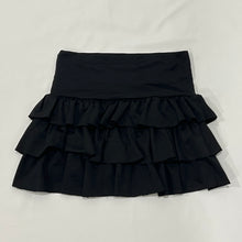 Load image into Gallery viewer, Black Nylon Thick Waist Tiered Mini Skirt
