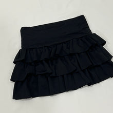 Load image into Gallery viewer, Black Nylon Thick Waist Tiered Mini Skirt
