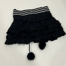 Load image into Gallery viewer, Black Pom Pom Silver Stripes Tiered Mini Skirt
