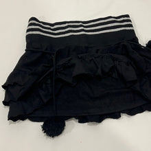 Load image into Gallery viewer, Black Pom Pom Silver Stripes Tiered Mini Skirt
