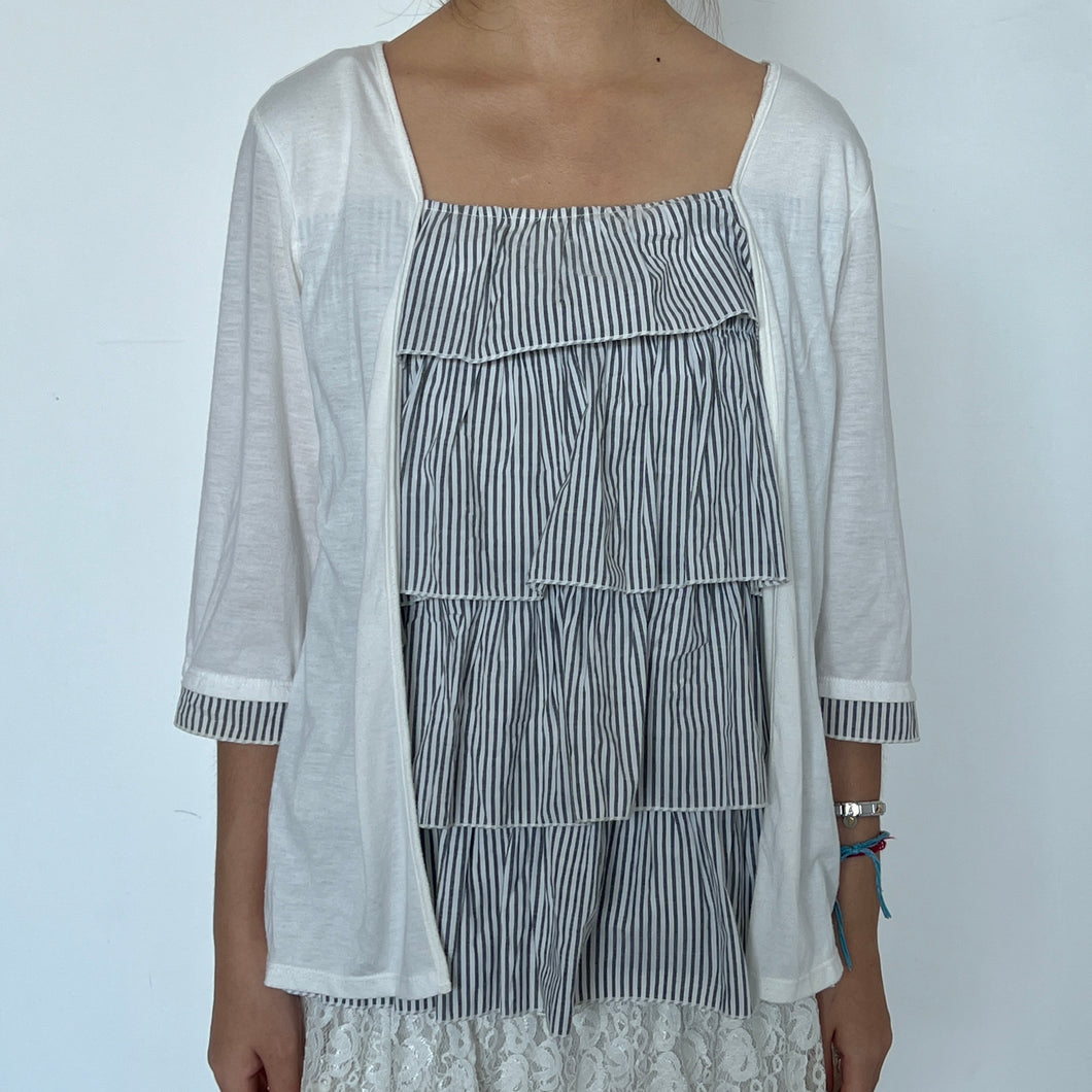 Grey Stripes Tier Mori Long Sleeves Top