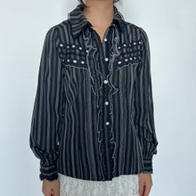 Load image into Gallery viewer, Black Grey Stripes Alice Long Sleeves Top
