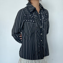 Load image into Gallery viewer, Black Grey Stripes Alice Long Sleeves Top
