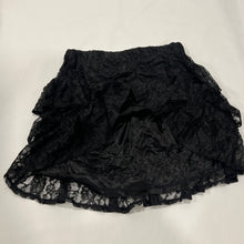 Load image into Gallery viewer, Black Lace Ribbon Tiered Mini Skirt
