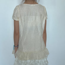 Load image into Gallery viewer, Colza Cream Lace Overlay Puff Short Sleeves Top
