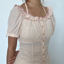 Load image into Gallery viewer, Coral Pink Back Corset Tie Milkmaid Top
