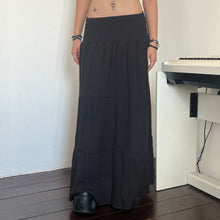 Load image into Gallery viewer, Black Soft Cotton Shirred Fairy Tier Long Maxi Skirt Dress
