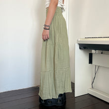 Load image into Gallery viewer, Green Soft Cotton Shirred Fairy Tier Long Maxi Skirt Dress
