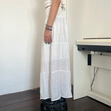 Load image into Gallery viewer, White Soft Cotton Shirred Fairy Tier Long Maxi Skirt Dress
