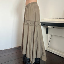 Load image into Gallery viewer, Grunge Green Ruched Assymetrical Long Maxi Skirt
