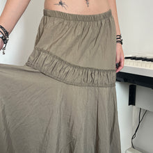 Load image into Gallery viewer, Grunge Green Ruched Assymetrical Long Maxi Skirt
