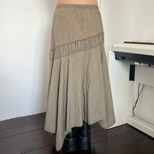 Load image into Gallery viewer, Grunge Green Ruched Assymetrical Long Maxi Skirt
