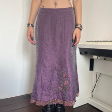 Load image into Gallery viewer, Oriental Purple Shimmer Organza Floral Bottom Long Maxi Skirt
