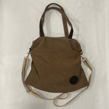 Load image into Gallery viewer, Brown Canvas Scrunched Cross Body Bag
